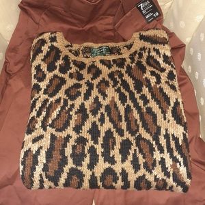 Lauren 3 quarter sleeve, leopard knit sweater